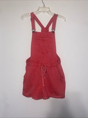 Casual Red Women’s Short Overalls Jumpsuit